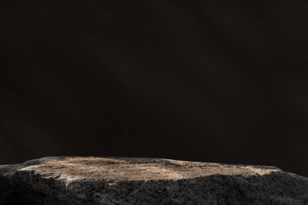 istock Stone Rock Podium on Brown Cement Stone Wall for Product present,Studio Background with light on Clifft Rock stand Display Design,Empty Backdrop Background for Black Friday or Spa,Cosmetic promotion 2184606854