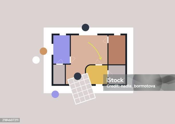 Colorful Project Layout A Creative Workspace Layout Featuring Colorful Architectural Floor Plan ...