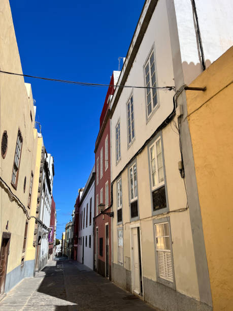 istock Colorful landscape ancient view with typical colonial style building with iron balcony in main square against blue sky in Las Palmas de Gran Canaria, Canary Island, Spain. 2184607341