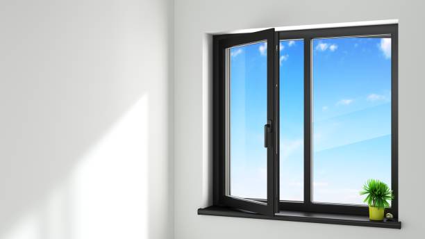 istock Black plastic window in the new room 2184616762