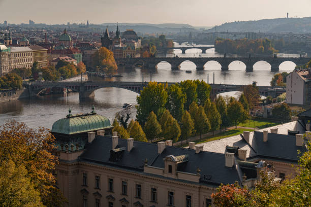 istock Panoramic view of Prague on a warm autumn day 2184623803