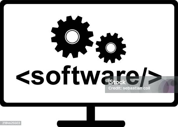 Software Vector Black Vector Illustration Black And White Symbol Software Script Concept ...
