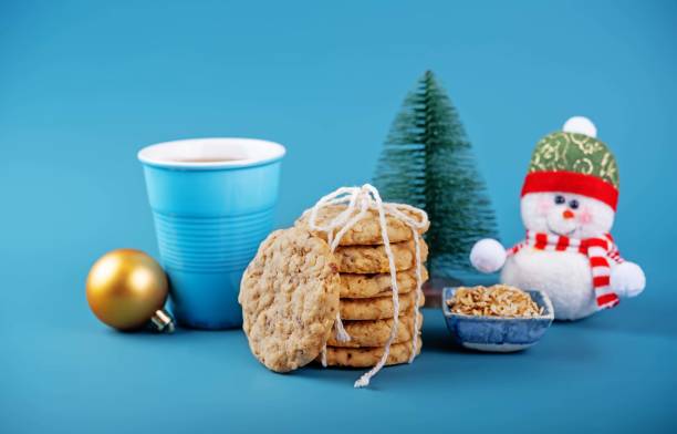 istock Oatmeal cookies with chocolated filleng for Christmas holidays 2184630991