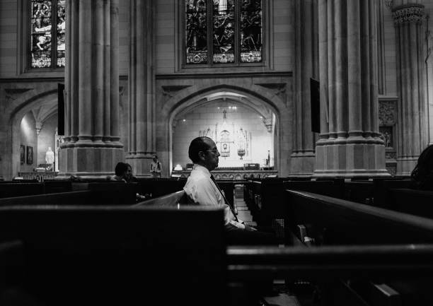 woman praying in the church