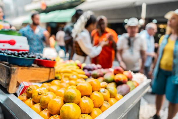 Tangerines on a street market stall