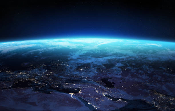 istock Nightly Earth planet. Space banner template. 2184638204