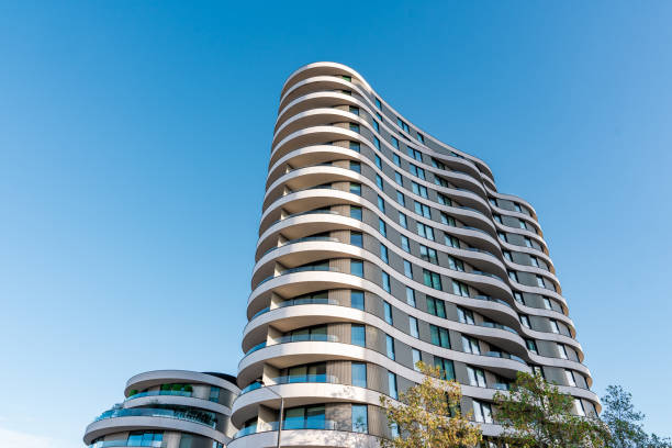 Newly built modern apartment building in London