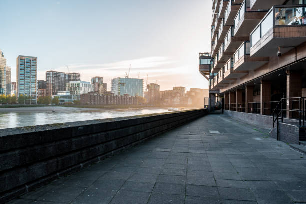 istock View of a Thames riverside path at sunset 2184639692
