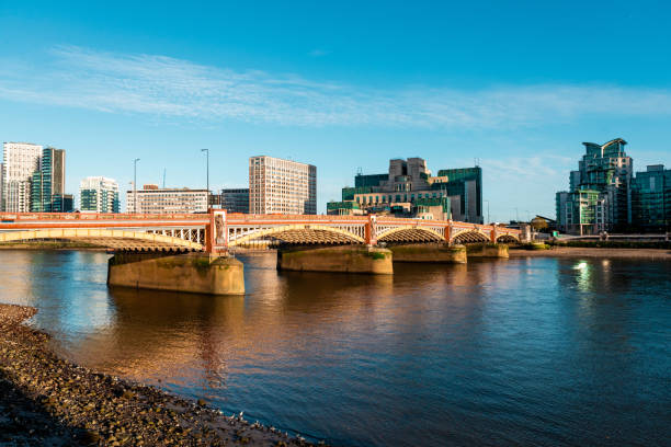 View along Vauxhall Bridge from Vauxhall across the River Thames, London