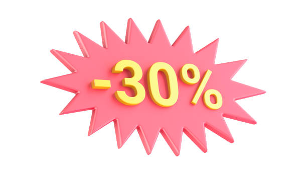 Bright red discount label with \