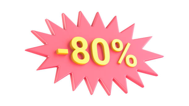 Bright red discount label with \
