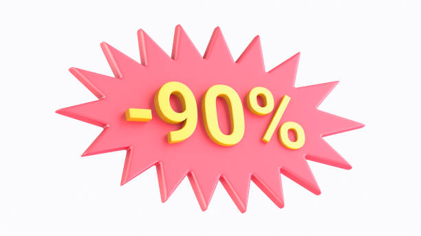 Bright red discount label with \