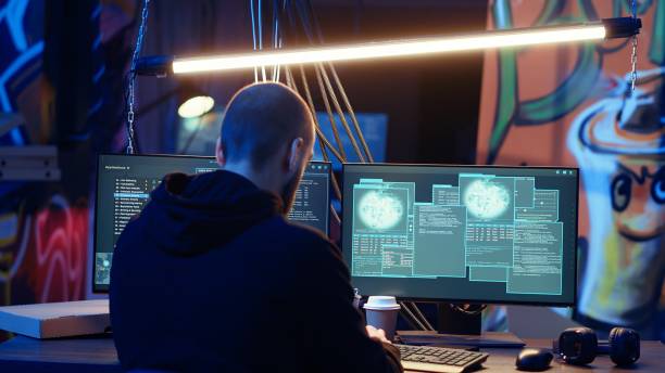 istock Hacker in hidden shelter listening music while launching DDoS attacks 2184641294