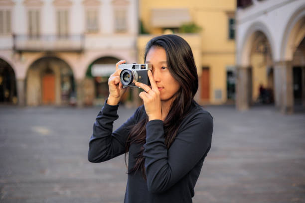 istock Shooting photographic film camera 2184645505