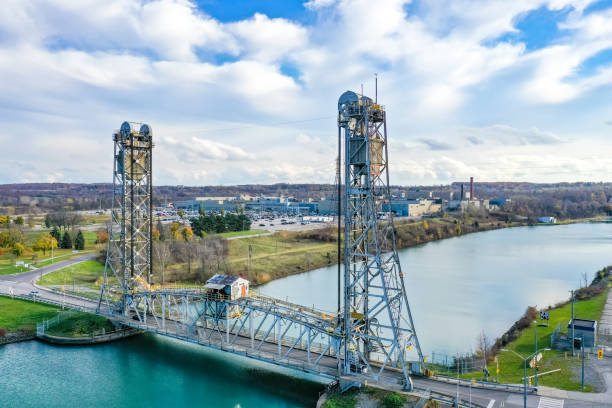 Welland Canals Parkway and Glendale Avenue Bridge view, St. Catharines, Canada.