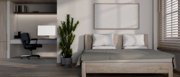 istock The interior design of a modern apartment bedroom features a comfortable bed by the window. 2184670171