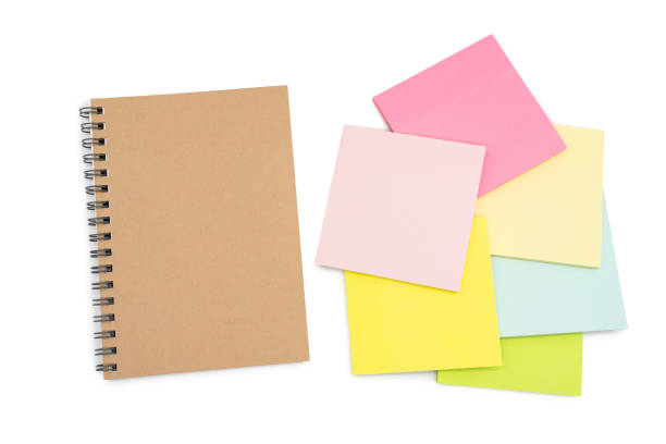 istock Top view of notebook. Blank paper notepad isolated on white background. Blank notebook page for input the text. copy space, flat lay. 2184678367