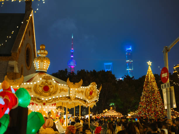 Christmas market in the Bund in  Shanghai, China