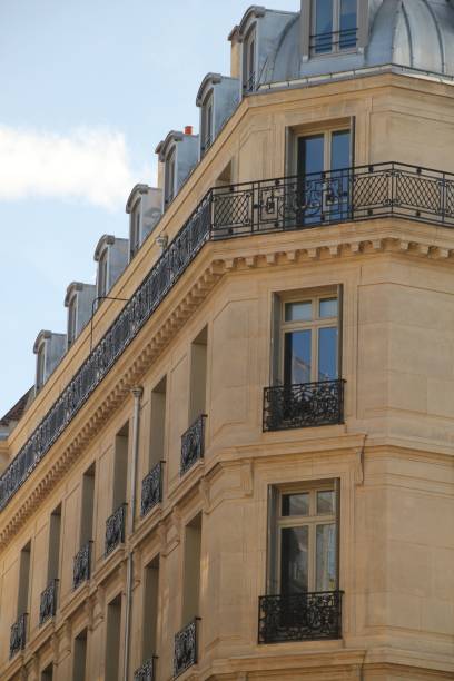 istock Classic European building facade with ornate balconies. 2184687058