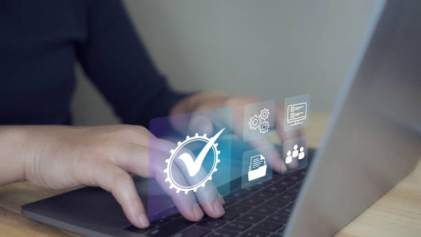 istock Quality management with Quality Assurance or QA and Quality Control or QC and improvement. Standardization, certification concept. 2184694550