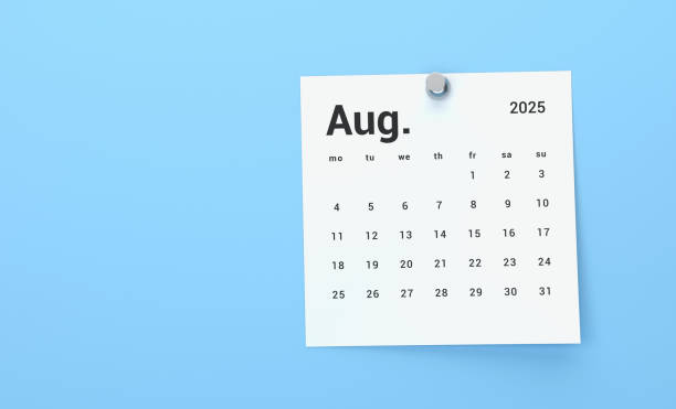istock 2025 August Calendar On Blue Background 2184700319