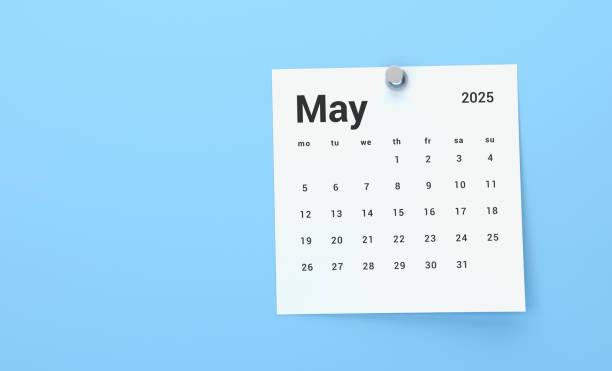 istock 2025 May Calendar On Blue Background 2184700357