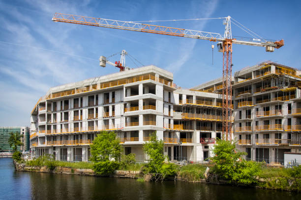 New apartment complex under construction on the Oder River, Szczecin, Poland