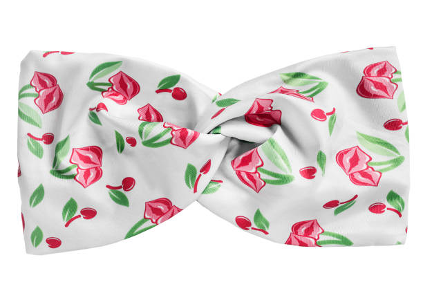 Printed silk elastic hair band isolated on white background