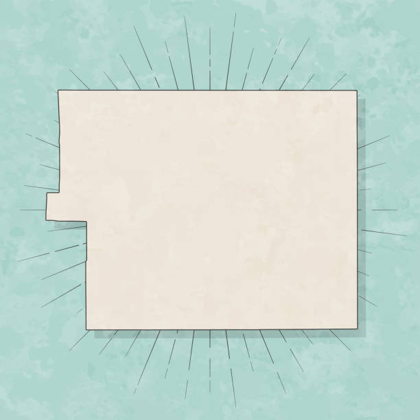 Map of El Paso County - Colorado, in a trendy vintage style. Beautiful retro illustration with old textured paper and light rays in the background (colors used: blue, green, beige and black for the outline). Vector Illustration (EPS file, well layered and grouped). Easy to edit, manipulate, resize or colorize. Vector and Jpeg file of different sizes.