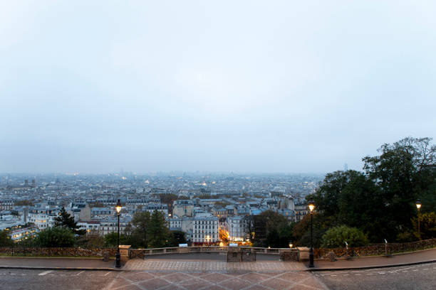 Panoramic view of Paris viewed from Montmartre hill