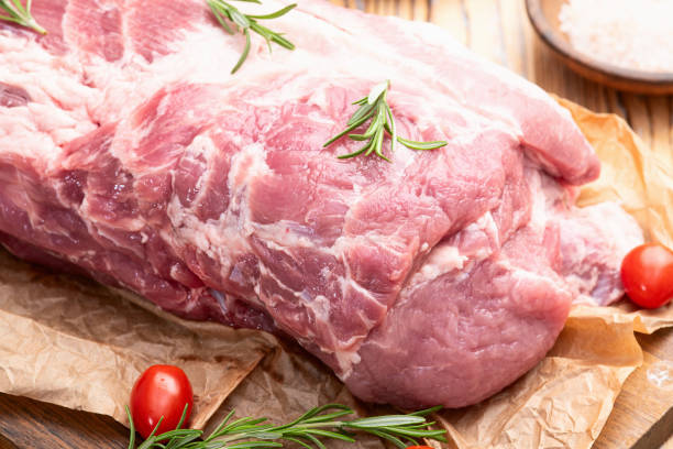 istock Neck of raw pork meat . Top view 2184711767