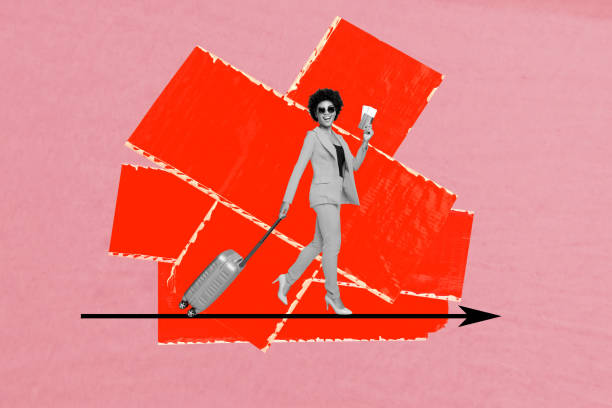 istock Composite trend artwork sketch image photo collage of new way start opening beginning business route way young lady walk baggage vacancy 2184716833