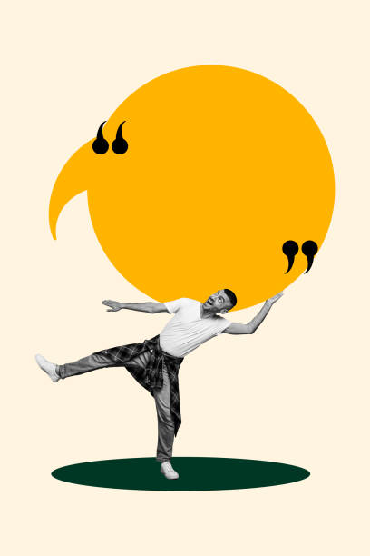 istock Vertical photo collage of happy guy dance big bubble communication poster speech cloud talk isolated on painted background 2184720512