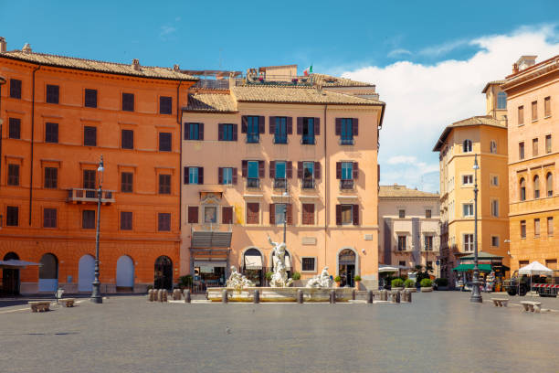 Beautiful view of Navona Square in Rome without people