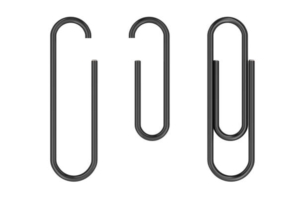 Black Paper Clips with PVC Coated on the sheet, 3D rendering isolated on white background