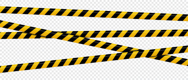 istock Warning tape with yellow and black diagonal stripes. Warning tape and police line. Warning danger tape. Restriction tape. Seamless line. Vector illustration 2184731492
