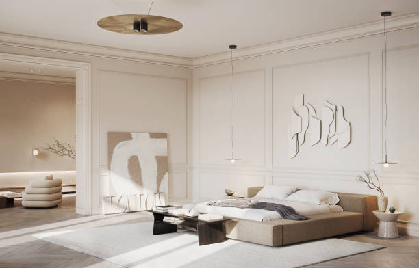istock Digitally Rendered Premium Bedroom with Minimalist Decor 2184733392