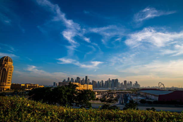 Doha, Qatar - December 17. 2021.Katara Green Hills - park in Qatar.