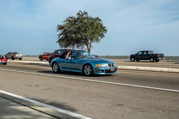Torrelavega, Spain - 19 February, 2025: A Mazda MX-5 on a two lane highway
