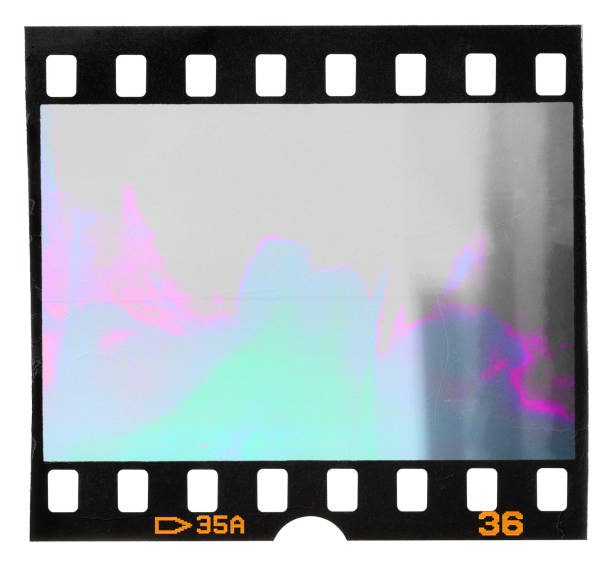 istock single dia positive 35mm film snip on white background with scanning light issues, empty filmstrip. 2184754728