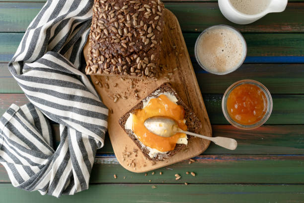 Close-up of homemade wheat bread.