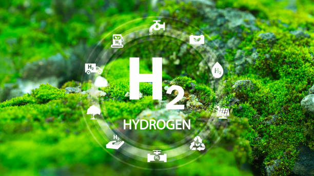 istock Clean hydrogen energy concept, environment, green industry and alternative energy with white H2 icon, greenhouse. 2184762049