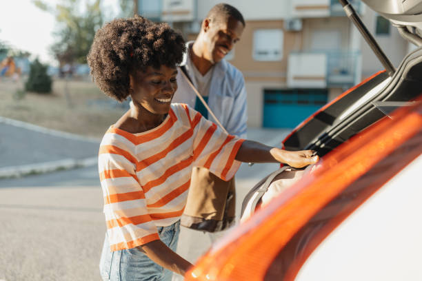 istock Packing trunk of car with bright sunlight shining 2184765187