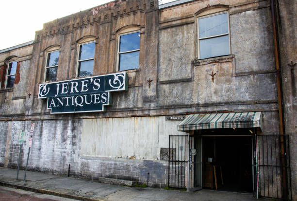 Savannah, Georgia, USA - 20 February 2024: The weathered exterior of Jere