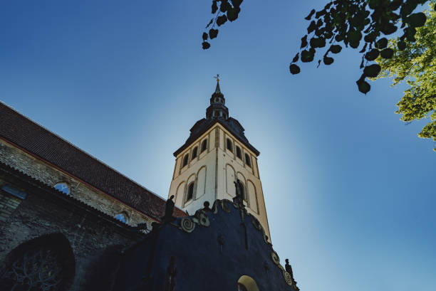 View of the St. Nicholas Church in old Tallinn.