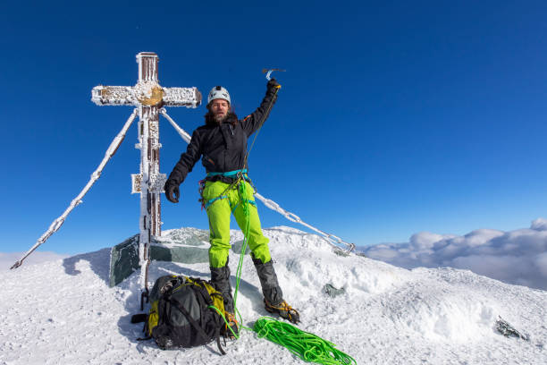Mountaineers in winter on the Großglockner