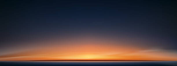 istock Sunset Sky Background,Sunrise with Yellow and Blue Sky,Nature Landscape Dramtic Golden Hour with twilight Sky in Evening after Sun Dawn,Vector Horizon Banner Sunlight for Four Seasons concept 2184778788