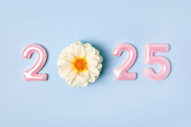 istock 2025 numbers and dahlia flowers 2184784337