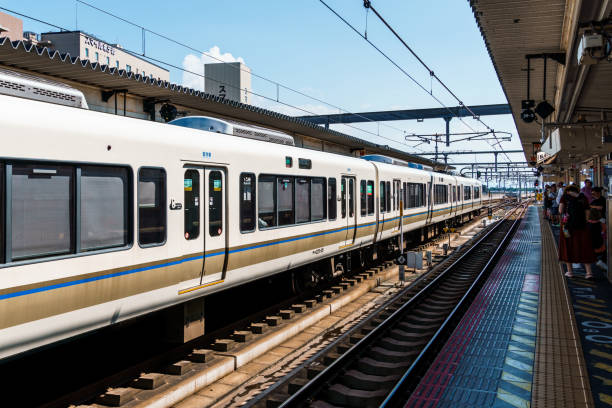 Nara, Japan - August 14, 2024: Nara Station. It is a key transportation hub providing access to local and regional train lines. The modern station is a gateway for tourists visiting the city