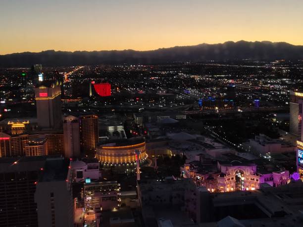istock Sunset view over lively Las Vegas city from above 2184784849